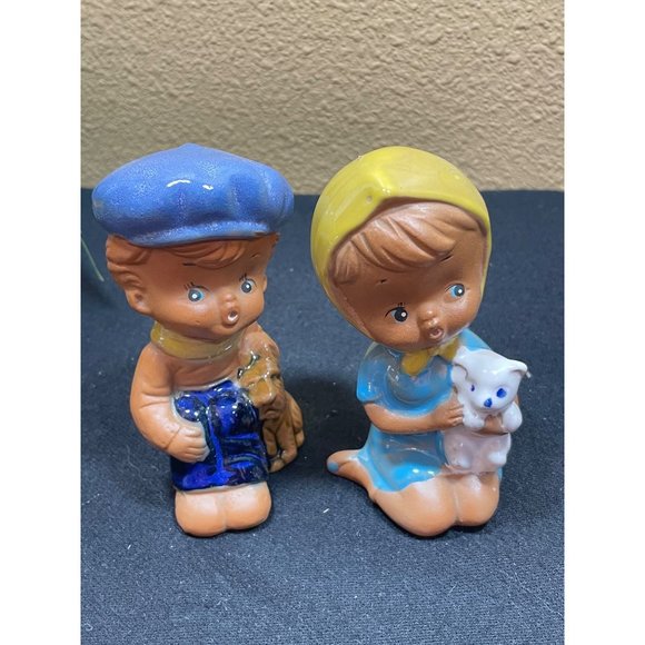 Vintage Napcoware Figurine Boy And Girl Sitting With Dogs - Picture 6 of 8